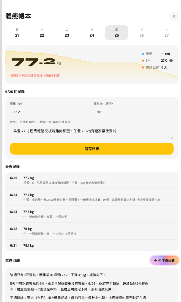 減脂神器-最好用的體態存摺